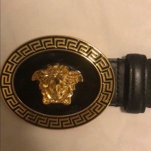 Versace black leather men’s belt size 32